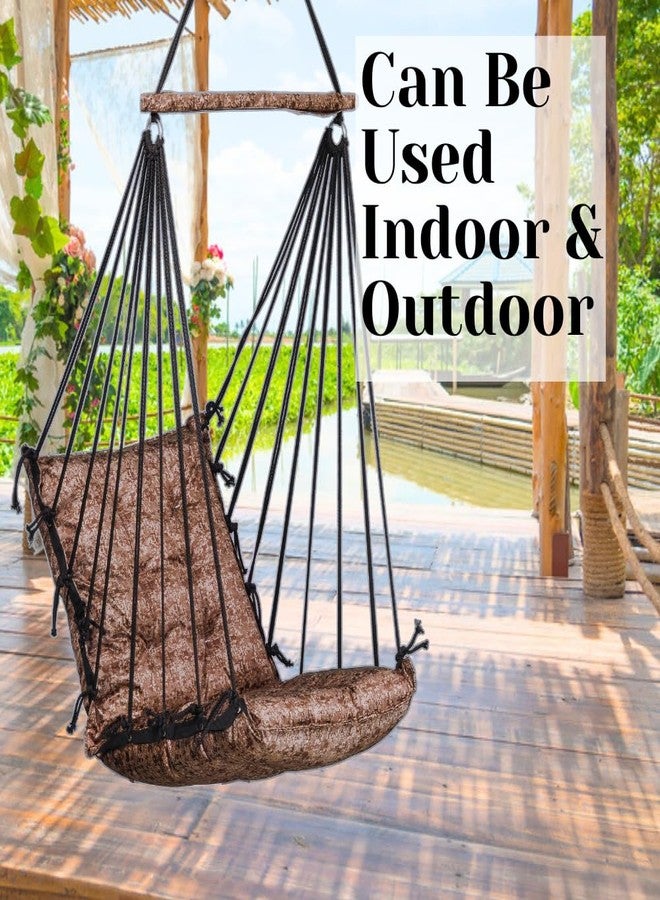 Patiofy Hammock Swing | Hanging Swing for Kids | Jhula | Suitable for Indoor and Outdoor | Weight Capacity 10-15 Kg | Portable | Age Group 8-15 Years (BrownTexture) - Image 4